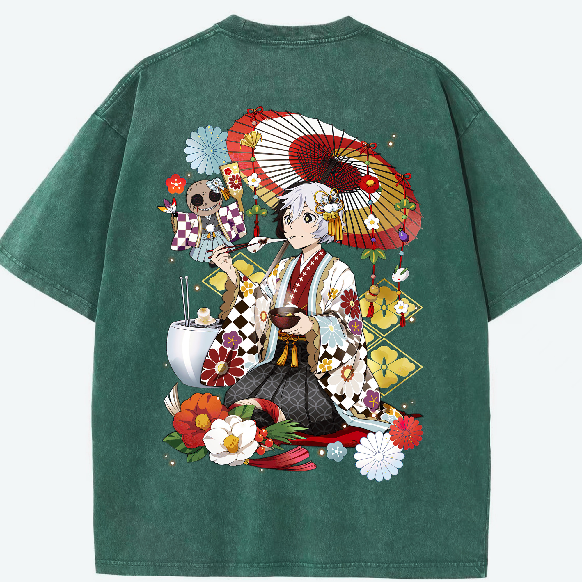（画像用） 文豪ストレイドッグス Bungo Stray Dogs 綿100% ヴィンテージ風 半袖Tシャツ（背面プリント）